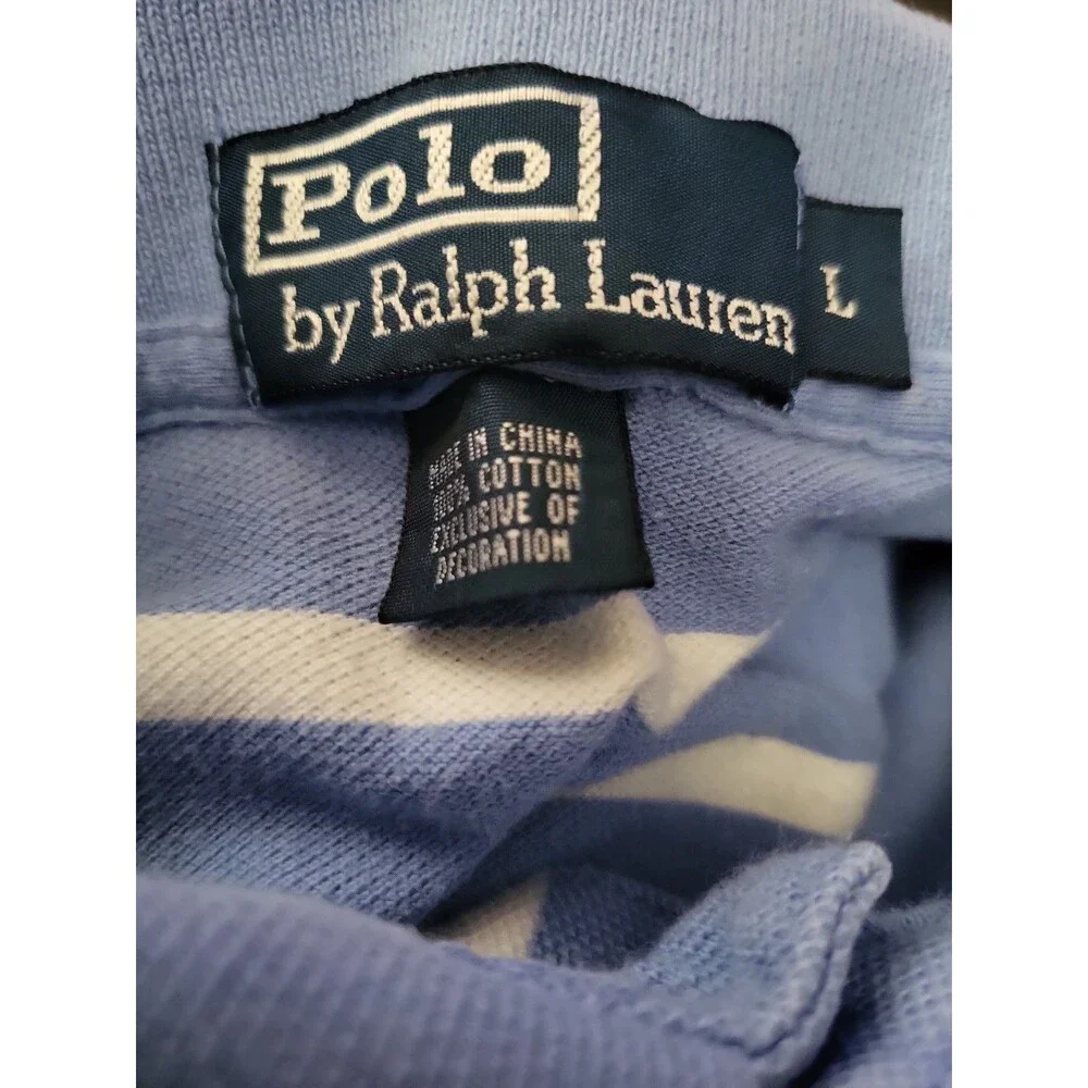 (#16)Polo By Ralph Lauren Short Sleeve Size Men's L Blue White Striped
